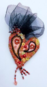 Hearts and Netting Fascinator Clip